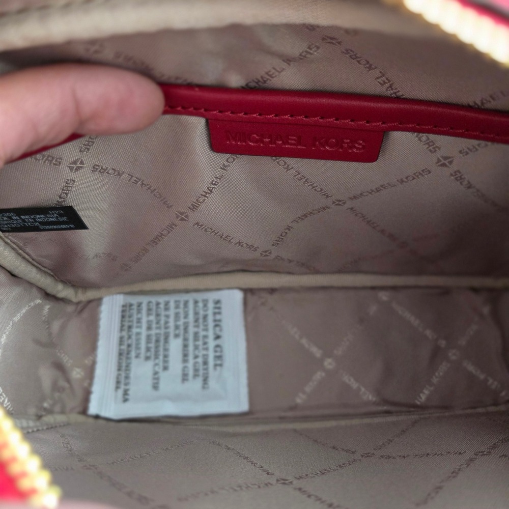 Michael Kors Jet Set Bright Red Leather Medium Pocket Crossbody Bag 35H3GTTC2L - Picture 6 of 9